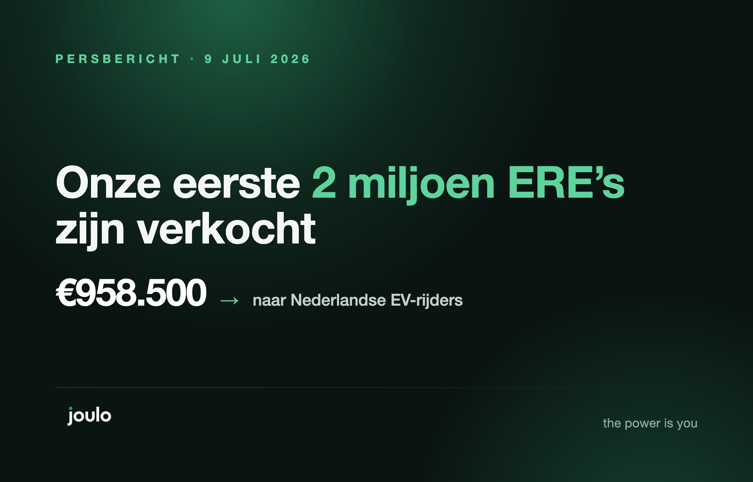 Joulo verkoopt eerste twee miljoen Emissiereductie-eenheden